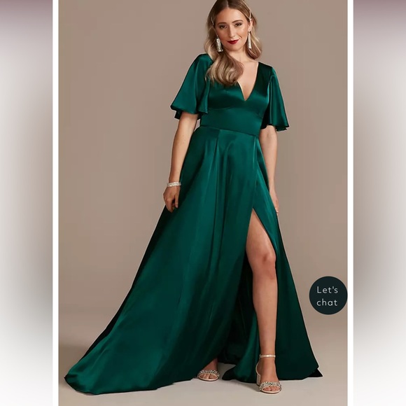David’s Bridal Charmeuse Flutter-Sleeve A-Line Bridesmaid Dress